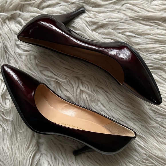 Giuseppe Zanotti Burgundy Red Patent Leather Pointed Toe Pump Heels EUC Sz 36.5 - Picture 2 of 9